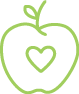 Apple with a heart graphic